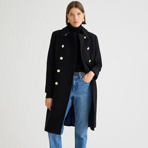 J. Crew Warwick Topcoat In Italian Stadium-Cloth Wool Blend Black Size 4 NWT